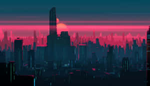 Neon City background — Neon na lungsod Wallpaper