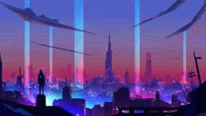 Neon City background — Neon na lungsod Wallpaper
