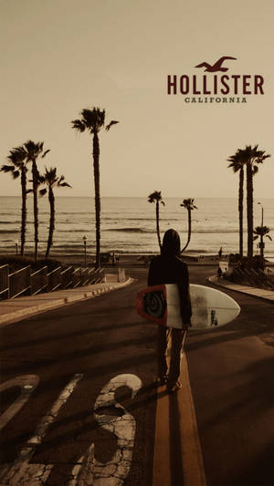 Hollister man with surfboard logo wallpaper — 9:16 Wallpaper