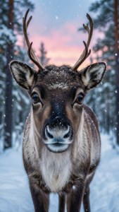 Ang mga usa na may malalaking mata sa isang tahimik na kagubatan sa tag-araw sa dapit-hapon. — Ang cute ng Pasko Wallpaper
