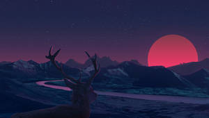 Vector Illustration Aesthetic Pink Moon