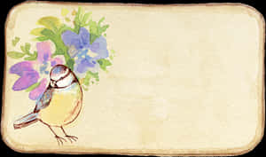 Vintage Bird at Floral Watercolor Card — Bulaklak GIF Wallpaper