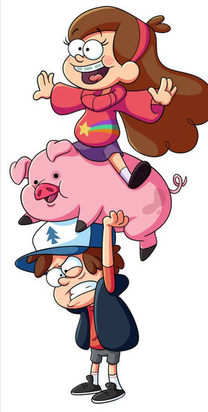 Waddles at ang mga Tauhan ng Gravity Falls — 18:9 Wallpaper