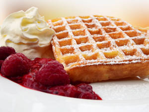 Waffle Raspberries Cream wallpaper — 4:3 Wallpaper