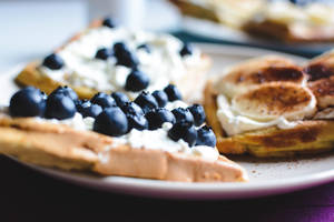 Waffles Blueberries Banana wallpaper — 3:2 Wallpaper