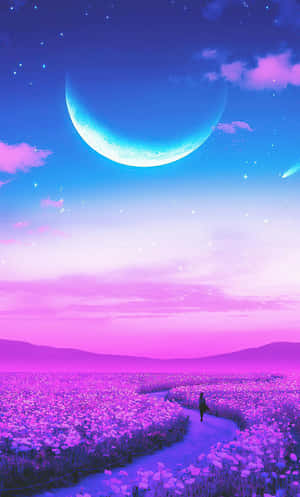 Walking Alone On A Lavender Field Art — Infinix Xpad 20 Pro Wallpaper