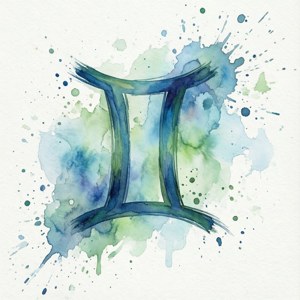 Isang magandang watercolor interpretation ng Gemini sign, na pinagtatampok ang art at astrology. — Galaxy Watch Wallpaper