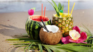 Watermelon, Pineapple and Coco Tropical Drinks wallpaper — iMac Wallpaper