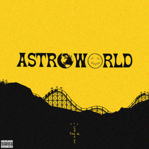 Wallpaper ng album ng Astroworld na may aesthetic roller coaster track sa dilaw na background — Pixel Watch 5 Wallpaper
