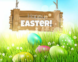 Maligayang Pasko greetings na nakasulat sa hanging wood, Easter wallpaper — 5:4 Wallpaper