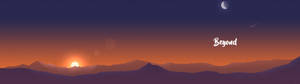 Sunset sa ibabaw ng minimalist mountains dual monitor wallpaper