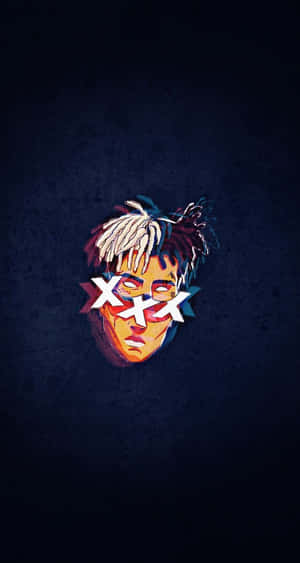 XXXTentacion Bad na May Glitch Effect — Madilim na asul na aesthetic Wallpaper