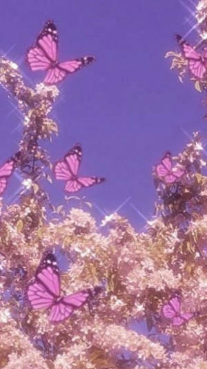 Y2k Aesthetic na Kumikislap na Pink na Paruparo