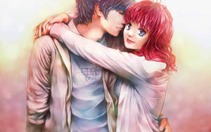 Wallpaper ng Yakap ng Lalaki at Babae na may Jacket